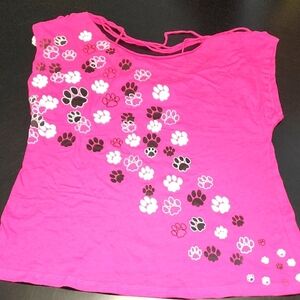 Vintage Torrid Pink Paw Print Muscle T-shirt Sz 0